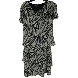 Vintage Spago Collection Women's 14 Two Piece Office Outfit Animal Zebra Print